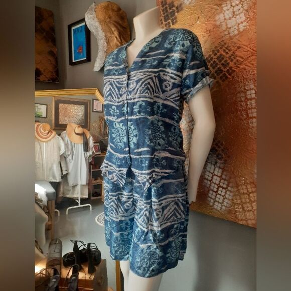 Vintage 100% Silk Blue Patterned Co-Ord Set - Picture 14 of 14